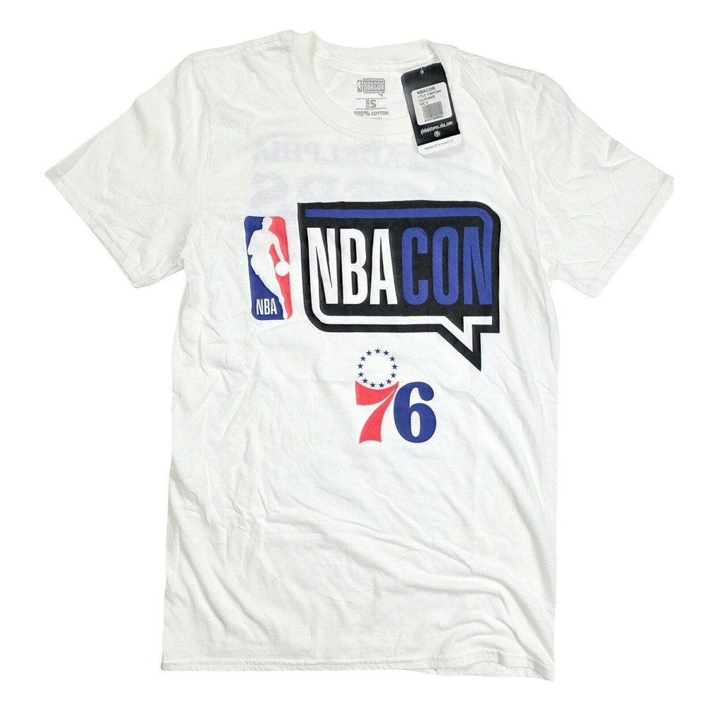 NBA Con Philadelphia 76ers Log Print Crew Neck T Shirt Women's Size‎ Small NWT